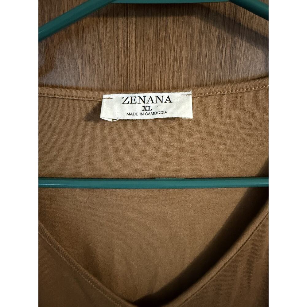 Zenana XL Brown Casual sleeveless drawstring waist tshirt dress vneck fall base - Picture 2 of 7